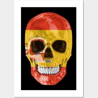 Spain Flag Skull - Gift for Spanish With Roots From Spain Posters and Art